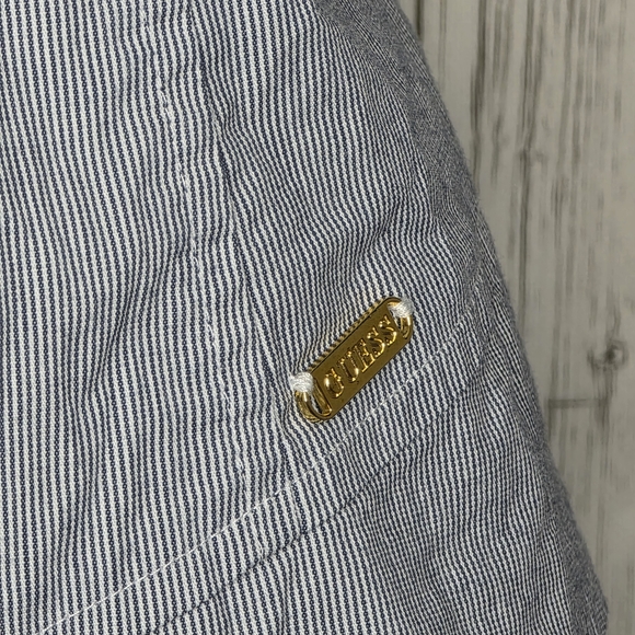 Vintage Guess Pinstripe Hook & Eye Back Cutout Corset Top L - Picture 3 of 8